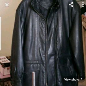 Plush genuine leather mens med leather coat